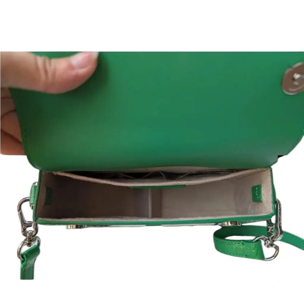 KARL LAGERFELD Green Croc-Embossed Top Handle / Crossbody NWOT - Picture 5 of 8